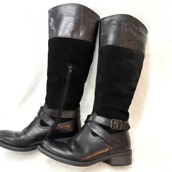 ALDO TALL BLACK SUEDE KNEE HIGH EQUESTRIAN RIDING BOOTS BUCKLE SZ 6.5 - Picture 13 of 14